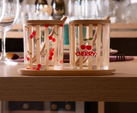 Jogo de Potes com Bandeja e Colheres Cherry | Westwing