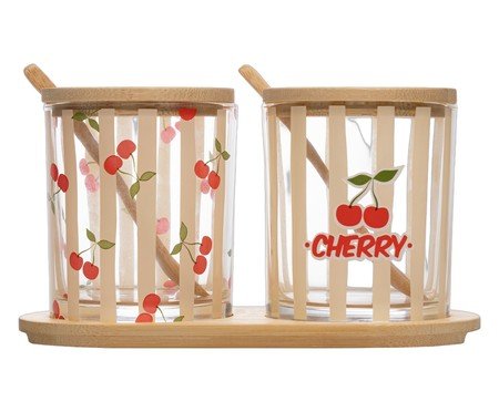Jogo de Potes com Bandeja e Colheres Cherry | Westwing