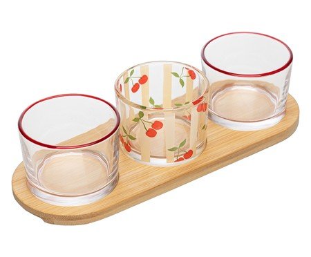 Jogo de Petisqueiras e Bandeja em Bambu Cherry | Westwing