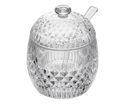 Açucareiro com Colher em Cristal Pixel, transparent | WestwingNow