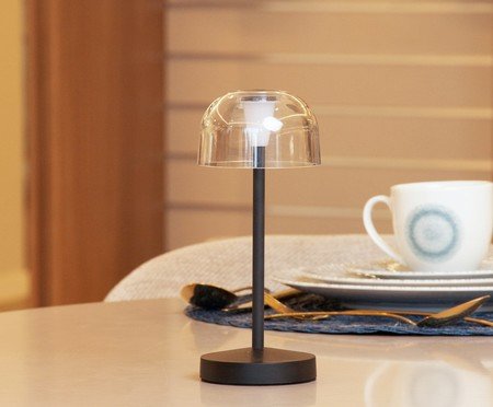 Luminária de Mesa Recarregável em Led Íris Preta Metal | Westwing