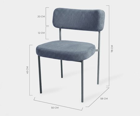 Cadeira Slim Cotelê Azul | Westwing