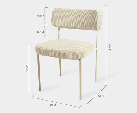 Cadeira Slim Cotelê Off-White | Westwing