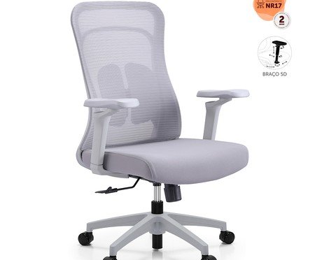 Office Aspen com braços 5D Tela Mesh Cinza | Westwing