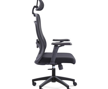 Office Aspen com apoio e braços 5D Tela Mesh Preta | Westwing