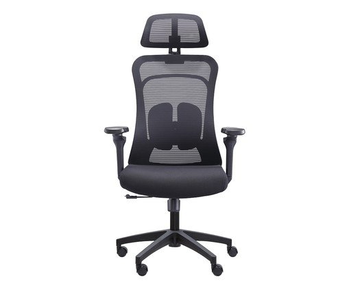 Office Aspen com apoio e braços 5D Tela Mesh Preta, black | WestwingNow