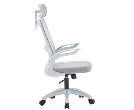 Office Baltimore com Apoio Tela Mesh Cinza Base Branca | Westwing