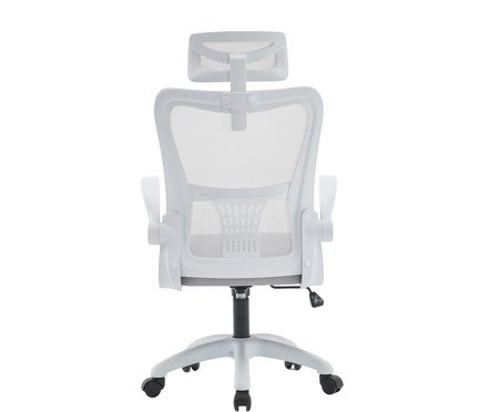 Office Baltimore com Apoio Tela Mesh Cinza Base Branca | Westwing
