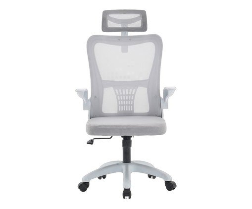Office Baltimore com Apoio Tela Mesh Cinza Base Branca, white | WestwingNow