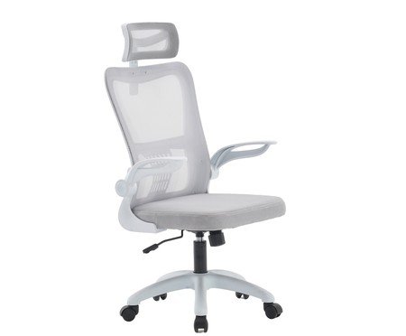 Office Baltimore com Apoio Tela Mesh Cinza Base Branca | Westwing
