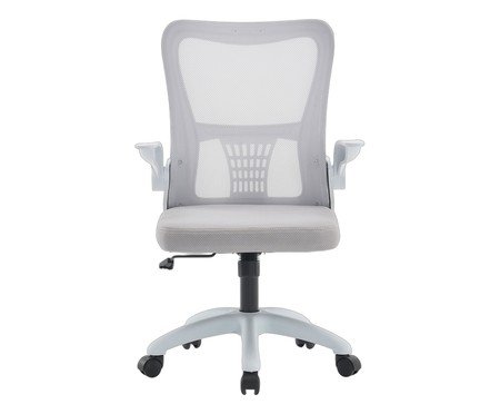 Office Baltimore Tela Mesh Cinza Base Branca | Westwing