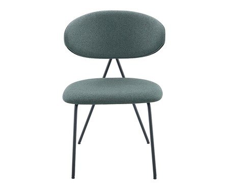 Cadeira Pilar Tecido Verde Folha Base Preta | Westwing