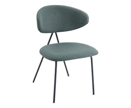 Cadeira Pilar Tecido Verde Folha Base Preta | Westwing