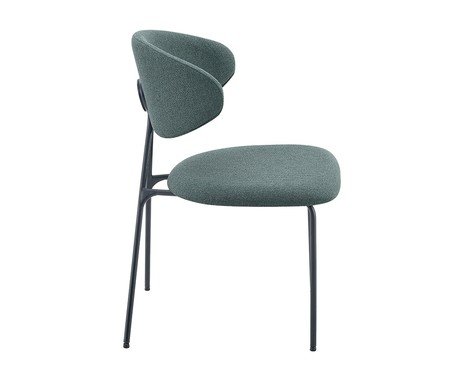 Cadeira Pilar Tecido Verde Folha Base Preta | Westwing