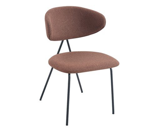 Cadeira Pilar Tecido Marrom Mocha Base Preta, brown | WestwingNow
