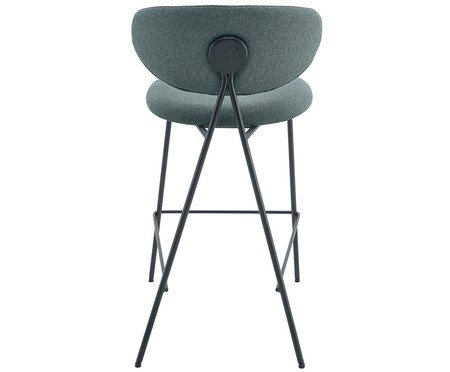 Banqueta Pilar Tecido Verde Folha Base Preta | Westwing