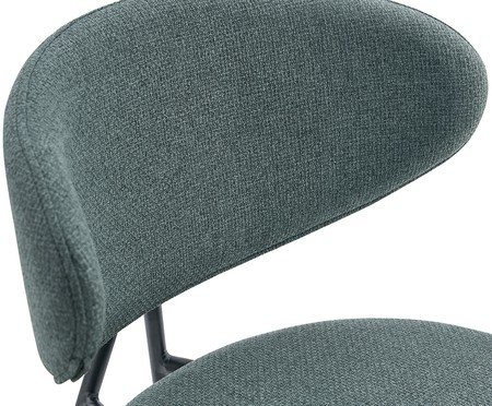 Banqueta Pilar Tecido Verde Folha Base Preta | Westwing