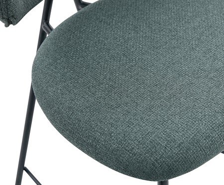 Banqueta Pilar Tecido Verde Folha Base Preta | Westwing
