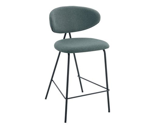 Banqueta Pilar Tecido Verde Folha Base Preta, green | WestwingNow