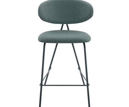 Banqueta Pilar Tecido Verde Folha Base Preta | Westwing