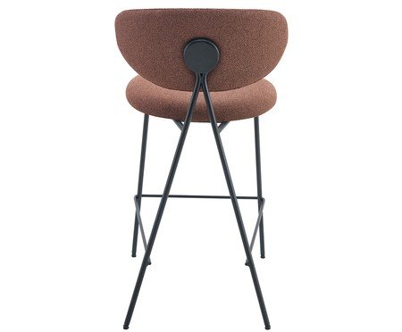 Banqueta Pilar Tecido Marrom Mocha Base Preta | Westwing