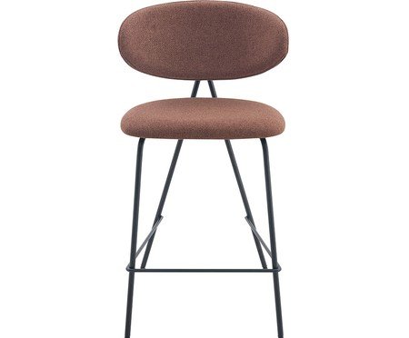 Banqueta Pilar Tecido Marrom Mocha Base Preta | Westwing