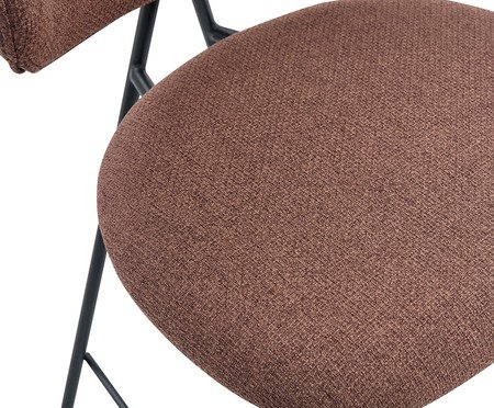 Banqueta Pilar Tecido Marrom Mocha Base Preta | Westwing