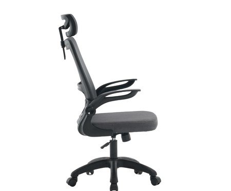 Office Baltimore com Apoio Tela Mesh Grafite Base Preta | Westwing