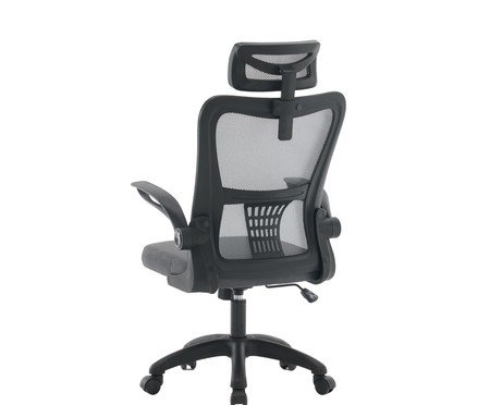 Office Baltimore com Apoio Tela Mesh Grafite Base Preta | Westwing
