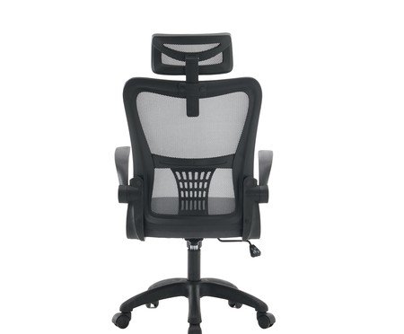 Office Baltimore com Apoio Tela Mesh Grafite Base Preta | Westwing