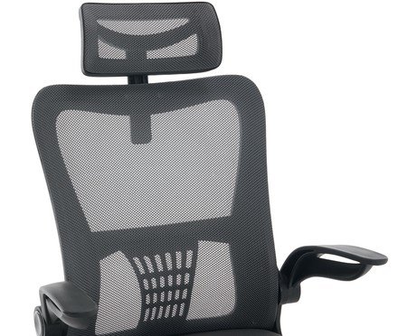 Office Baltimore com Apoio Tela Mesh Grafite Base Preta | Westwing