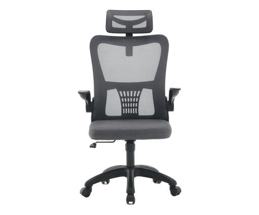 Office Baltimore com Apoio Tela Mesh Grafite Base Preta, black | WestwingNow