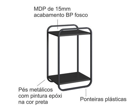Mesa Lateral Orgânico Luna Nero | Westwing