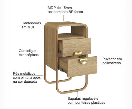 Mesa de Cabeceira Organica Luna Hanover | Westwing