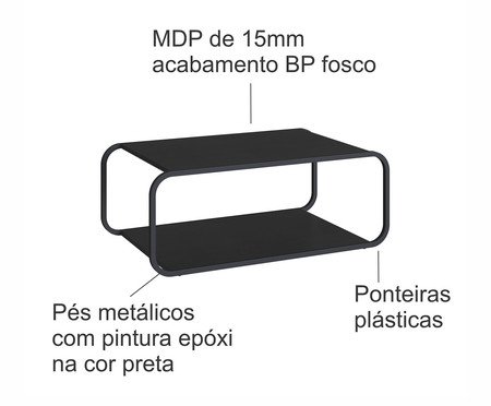 Mesa de Centro Orgânico Luna Artesano Nero | Westwing