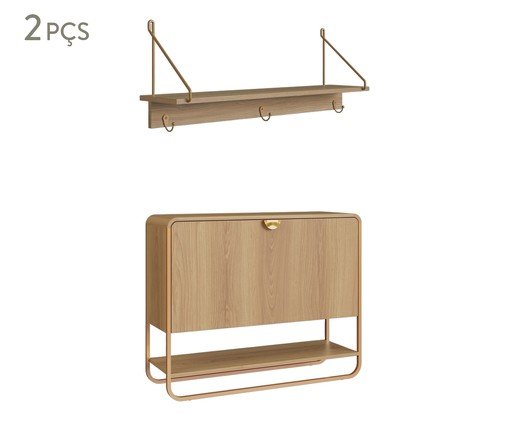 Jogo de Sapateira e Prateleira Orgânico Luna Hanover, beige | WestwingNow