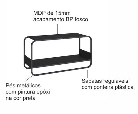 Jogo de Sapateira Banco e Prateleira Orgânico Luna Nero | Westwing