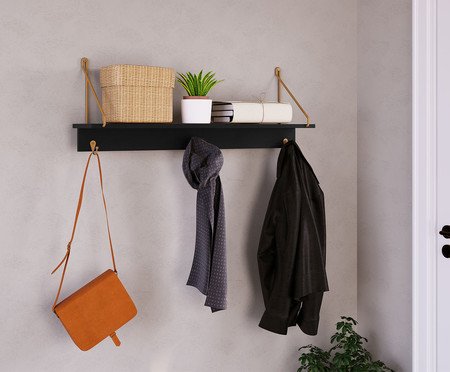 Jogo de Sapateira Banco e Prateleira Orgânico Luna Nero | Westwing