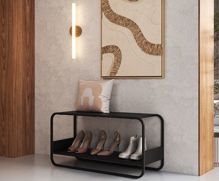 Jogo de Sapateira Banco e Prateleira Orgânico Luna Nero | Westwing