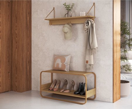 Jogo de Sapateira Banco e Prateleira Orgânico Luna Hanover | Westwing