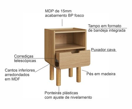 Mesa de Cabeceira Orgânica Madeira Aura | Westwing