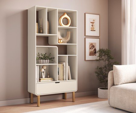 Estante Prateleiras Orgânica Madeira Aura Off White | Westwing