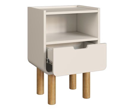 Mesa de Cabeceira Orgânica Madeira Aura Off White | Westwing