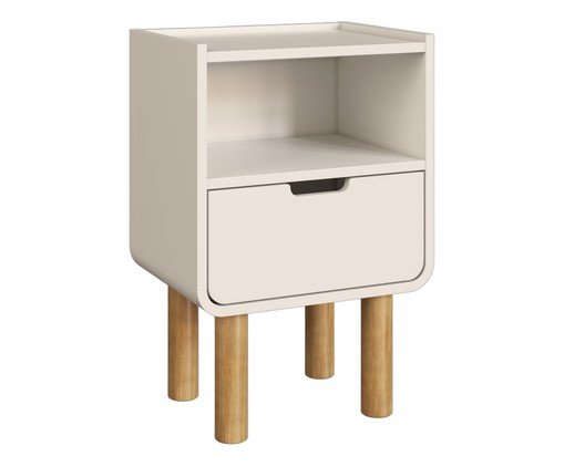 Mesa de Cabeceira Orgânica Madeira Aura Off White, Off White | WestwingNow