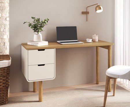 Escrivaninha Orgânica Madeira Aura Off White | Westwing