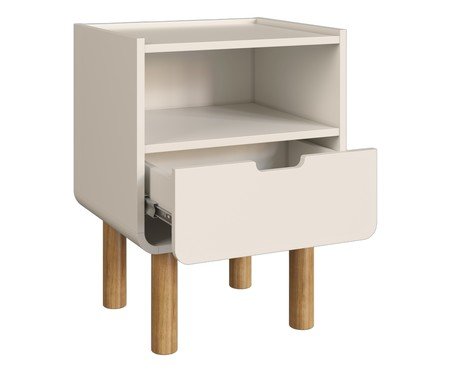 Mesa de Cabeceira Orgânica Madeira Aura Off White | Westwing