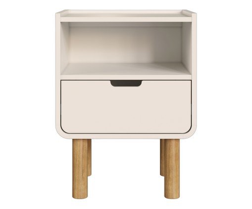 Mesa de Cabeceira Orgânica Madeira Aura Off White, Off White | WestwingNow