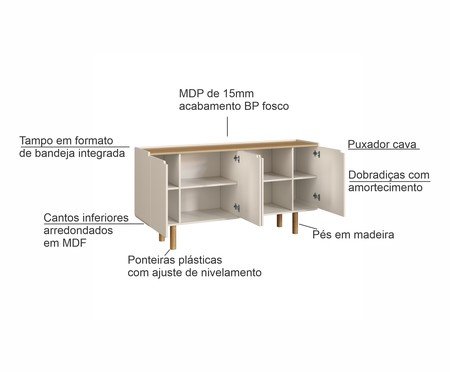 Balcão Buffet Orgânico Madeira Aura Off White | Westwing