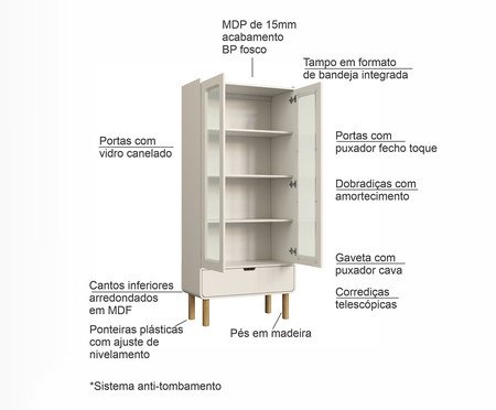Cristaleira Orgânico Madeira Aura Off White | Westwing