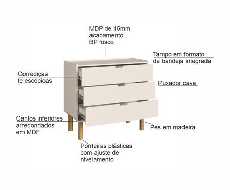 Cômoda Orgânico Madeira Aura Off White | Westwing